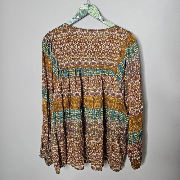 New! Easel Boho Printed Cotton Voile Top 1X - Picture 7 of 15
